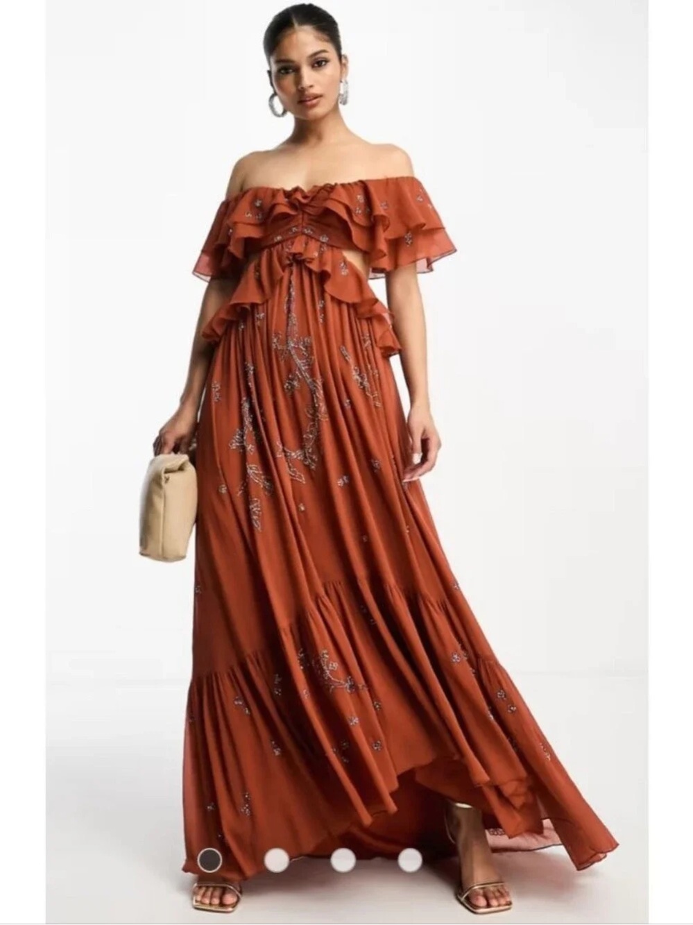 NWT Rust Ruffled Maxi Dress by ASOS
